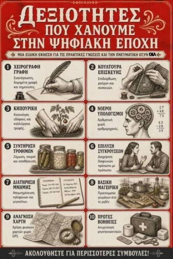 Δεξιότητες που χάνονται στην ψηφιακή εποχή